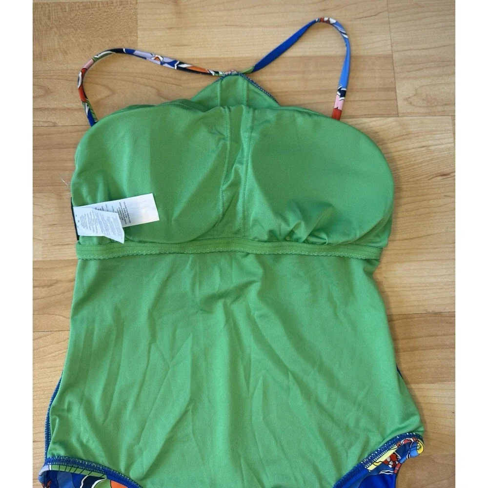 New Kate Spade New York High Neck One Piece Swimsuit Costal Garden Size Medium
